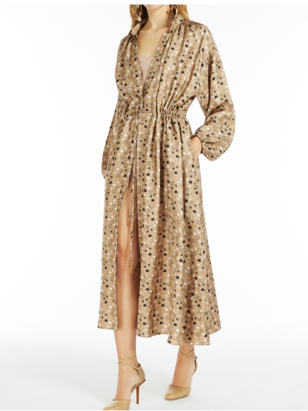 Maxmara Star Print Silk Midi Dress